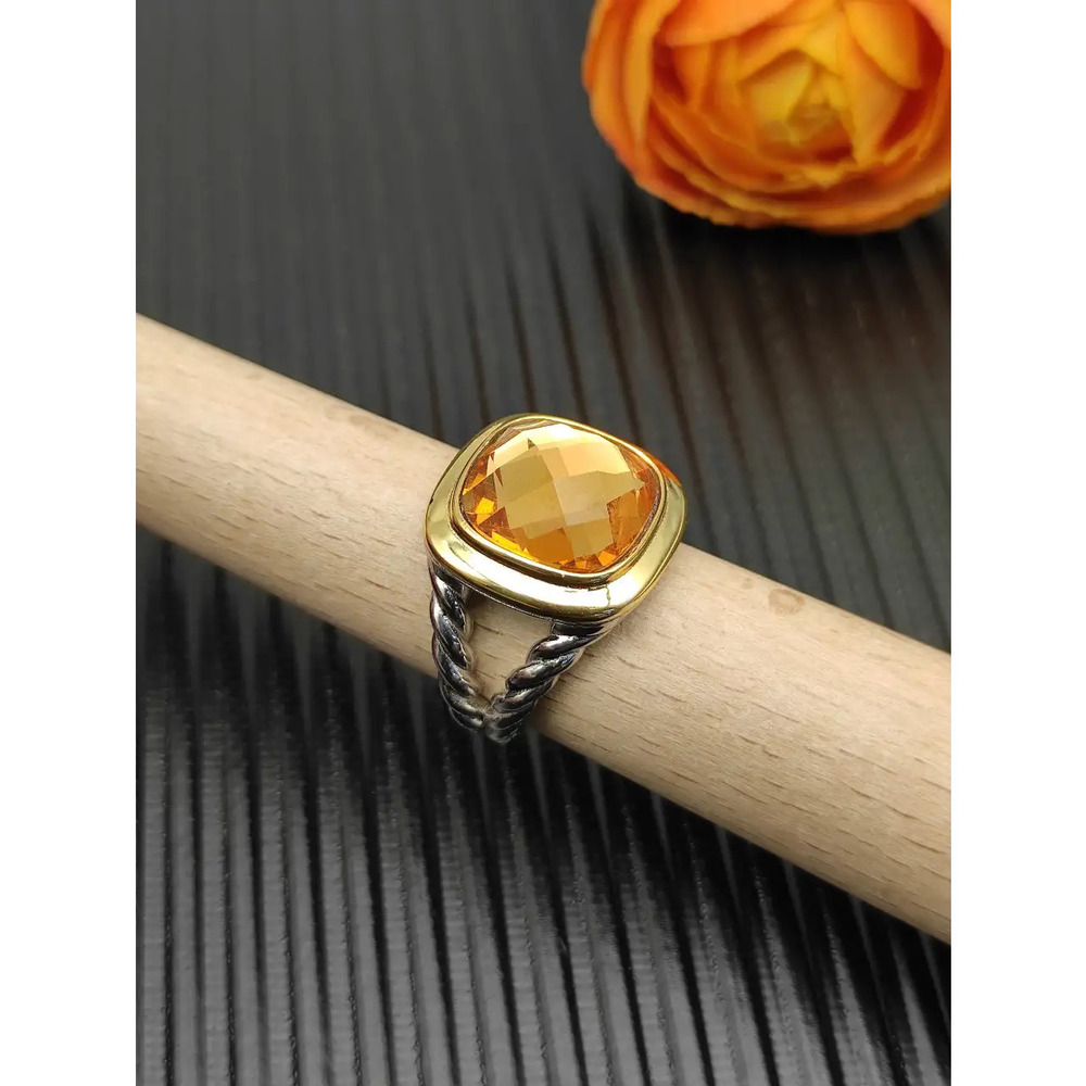 David Yurman two-tone square diamond champagne diamond ring - Picture 4 of 4